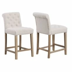 Best Sale 💯 The Gray Barn Hill House Beige Tufted Upholstered Dining Bar Stool Chairs (Set Of 2) ❤️ -The Gray Barn Shop unnamed file 1002