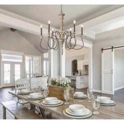 Flash Sale 🌟 The Gray Barn 6-Light Farmhouse Wood Chandelier Shabby Chic French Country Wood Ceiling Light Distressed 😉