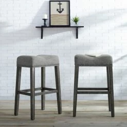 Outlet 🧨 The Gray Barn Overlook Upholstered Backless Bar Stool (Set Of 2) Grey 😉