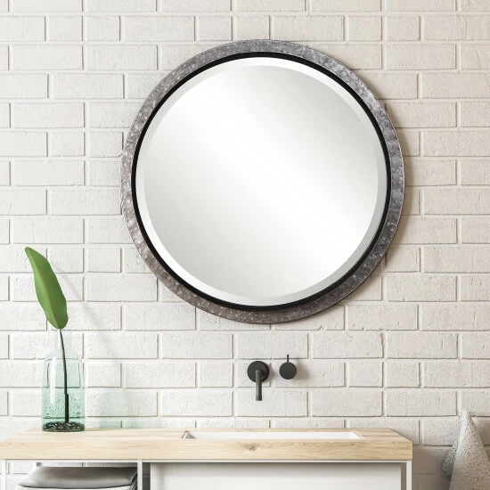 Best deal ✔️ The Gray Barn Wilset Galvanized Metal And Nailhead Round Wall Mirror - Antique Silver - 26x26x1.875 ✨ 8 Best deal ✔️ The Gray Barn Wilset Galvanized Metal And Nailhead Round Wall Mirror - Antique Silver - 26x26x1.875 ✨ - Image 6