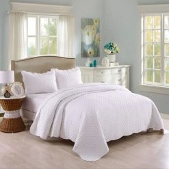 Hot Sale 👏 The Gray Barn Birch Bend 3-piece White Lightweight Cotton Quilt Set 😀