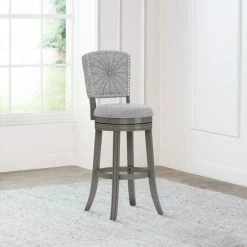 Promo 🎉 The Gray Barn Stone Vineyard Antique Grey Wood Swivel Stool 🔥