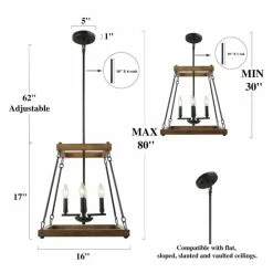 Coupon 🎉 The Gray Barn Modern Farmhouse 4-Light Chandelier Lantern Pendant Lights For Dining Room - L15.7"xW15.7"xH16.9" ✨ -The Gray Barn Shop unnamed file 1521