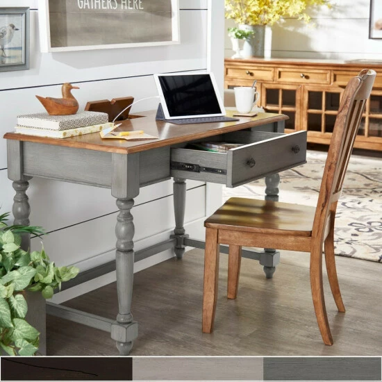Brand new 🎁 The Gray Barn Sunny Banks Antique 1-drawer Desk With Charging Station Antique White 😍 3 Brand new 🎁 The Gray Barn Sunny Banks Antique 1-drawer Desk With Charging Station Antique White 😍