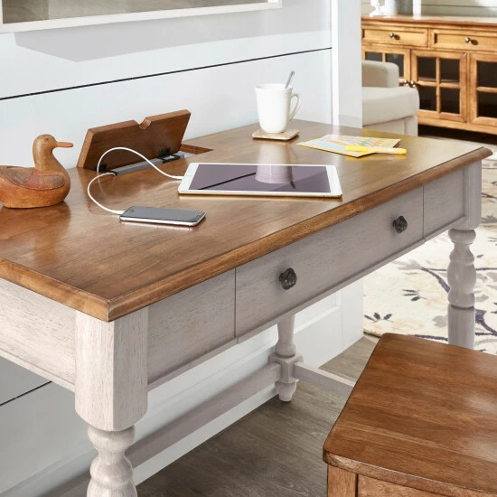 Brand new 🎁 The Gray Barn Sunny Banks Antique 1-drawer Desk With Charging Station Antique White 😍 10 Brand new 🎁 The Gray Barn Sunny Banks Antique 1-drawer Desk With Charging Station Antique White 😍 - Image 8