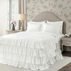 Hot Sale ❤️ The Gray Barn Molly Mae Ruffle 👗 Skirt Bedspread Set Navy ❤️