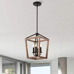 Outlet 👏 The Gray Barn 4-light Antique Black Iron And Wood Cage Chandelier 😀