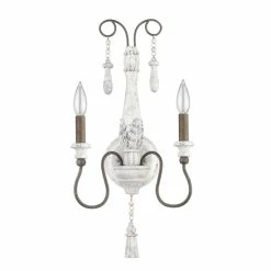 Discount ❤️ The Gray Barn Bonin Road Shabby Chic French Inspired Distressed White And Iron 2-light Wall Sconce ❤️