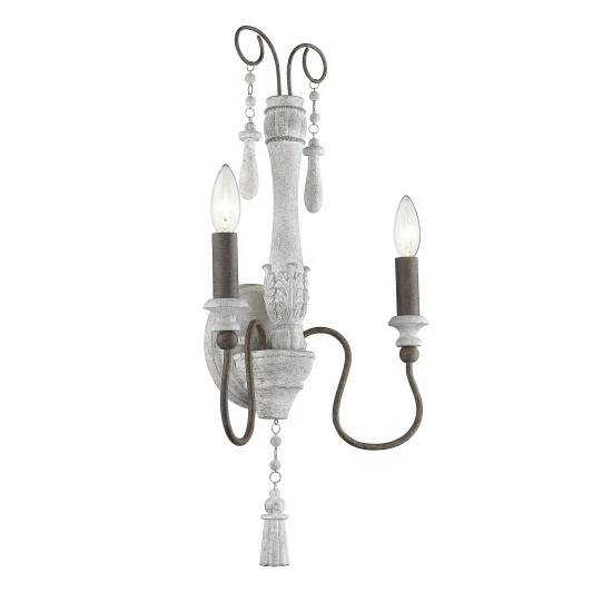 Discount ❤️ The Gray Barn Bonin Road Shabby Chic French Inspired Distressed White And Iron 2-light Wall Sconce ❤️ 4 Discount ❤️ The Gray Barn Bonin Road Shabby Chic French Inspired Distressed White And Iron 2-light Wall Sconce ❤️ - Image 2