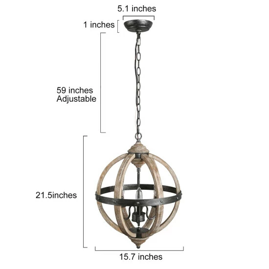 Best reviews of π The Gray Barn Globe Farmhouse Pendant Lighting With Distressed Wood For Kitchen Island - W 15.7"x H 21.5" 𧨠9 Best reviews of π The Gray Barn Globe Farmhouse Pendant Lighting With Distressed Wood For Kitchen Island - W 15.7"x H 21.5" 𧨠- Image 7