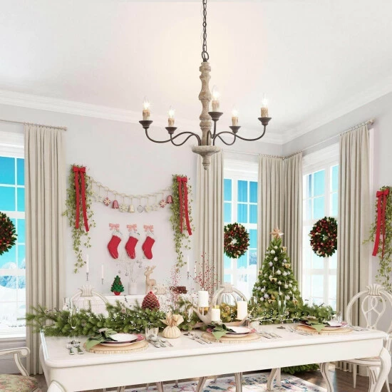 Promo β€οΈ The Gray Barn Farmhouse 5-Light Chandelier French Country Wood Light Fixture For Living Room - D23"XH24.5" π₯ 4 Promo β€οΈ The Gray Barn Farmhouse 5-Light Chandelier French Country Wood Light Fixture For Living Room - D23"XH24.5" π₯ - Image 2