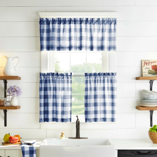 New β€οΈ The Gray Barn Emily Gulch Buffalo Check Kitchen Window Tier Set Blue/white π 4 New β€οΈ The Gray Barn Emily Gulch Buffalo Check Kitchen Window Tier Set Blue/white π - Image 2