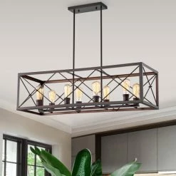 Discount ⌛ The Gray Barn Hyacinth Hill Antique Bronze 8-light Linear Chandelier ✔️