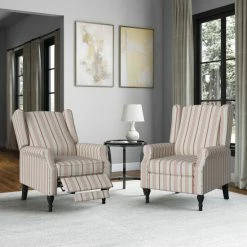 Best reviews of 🎉 The Gray Barn Farmhouse Wingback Pushback Recliner Chairs (Set Of 2) Barley Tan Stripe 🔥 -The Gray Barn Shop unnamed file 2039