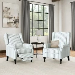 Best reviews of 🎉 The Gray Barn Farmhouse Wingback Pushback Recliner Chairs (Set Of 2) Barley Tan Stripe 🔥 -The Gray Barn Shop unnamed file 2040