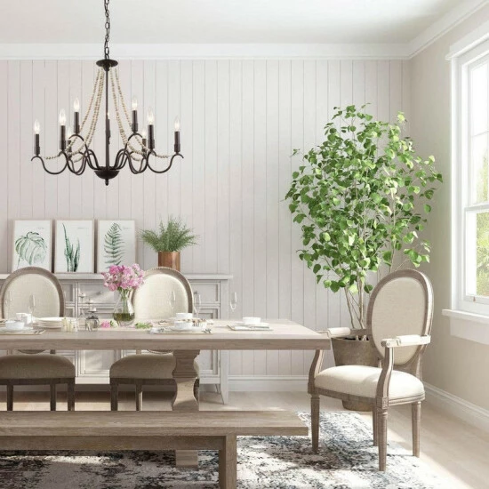 Promo π The Gray Barn Windy Bracken 9-light Wood Beaded French Country Chandelier - D28"xH25.5" π₯° 4 Promo π The Gray Barn Windy Bracken 9-light Wood Beaded French Country Chandelier - D28"xH25.5" π₯° - Image 2