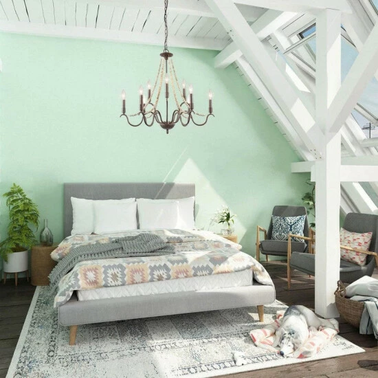 Promo π The Gray Barn Windy Bracken 9-light Wood Beaded French Country Chandelier - D28"xH25.5" π₯° 5 Promo π The Gray Barn Windy Bracken 9-light Wood Beaded French Country Chandelier - D28"xH25.5" π₯° - Image 3