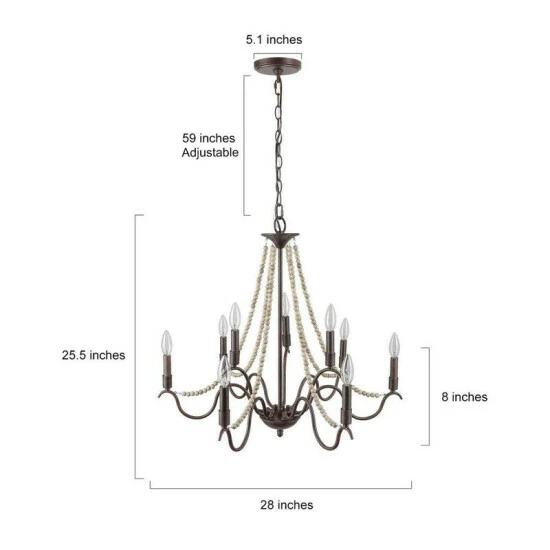 Promo π The Gray Barn Windy Bracken 9-light Wood Beaded French Country Chandelier - D28"xH25.5" π₯° 7 Promo π The Gray Barn Windy Bracken 9-light Wood Beaded French Country Chandelier - D28"xH25.5" π₯° - Image 5