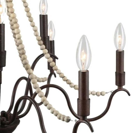 Promo π The Gray Barn Windy Bracken 9-light Wood Beaded French Country Chandelier - D28"xH25.5" π₯° 8 Promo π The Gray Barn Windy Bracken 9-light Wood Beaded French Country Chandelier - D28"xH25.5" π₯° - Image 6
