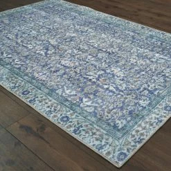New 👏 The Gray Barn Ivy Hollow Distressed Floral Blue Area Rug 🔥
