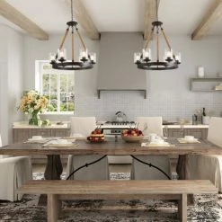 Promo 🔔 The Gray Barn Flying Turtle Retro Rustic 6-Light Chandelier With Glass Shade - D25" X H44" 😉 -The Gray Barn Shop unnamed file 2265