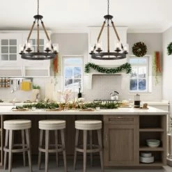 Promo 🔔 The Gray Barn Flying Turtle Retro Rustic 6-Light Chandelier With Glass Shade - D25" X H44" 😉 -The Gray Barn Shop unnamed file 2267