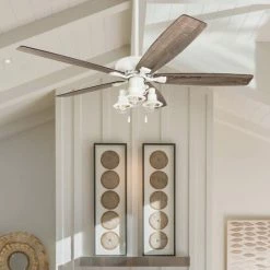 Outlet 🌟 The Gray Barn Ascott 60-inch Coastal Indoor LED Ceiling Fan With Remote Control 5 Reversible Blades - 60 🌟