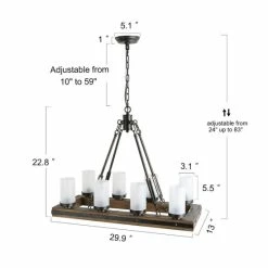 Discount 🥰 The Gray Barn Farmhouse 8-Light Wood Chandelier Island Lights For Dining Room - L29.9"xW13"xH22.8" 🤩 -The Gray Barn Shop unnamed file 2357