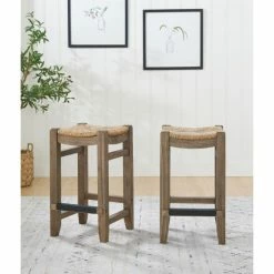 Flash Sale 🤩 The Gray Barn Enchanted Acre 26-inch Wood Counter Height Stools With Rush Seats (Set Of 2) 🔔