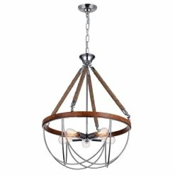 Budget 🎁 The Gray Barn Reckless Swan 5-light Rope Chandelier With Chrome Finish 🌟