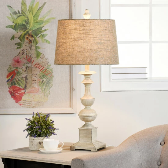 Outlet π The Gray Barn Willowsun Distressed Off White Candlestick Footed Table Lamp π 3 Outlet π The Gray Barn Willowsun Distressed Off White Candlestick Footed Table Lamp π