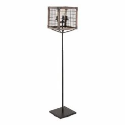 Wholesale ❤️ The Gray Barn Marsh Bend Industrial Floor Lamp With Wooden Wire Crate Shade ✨