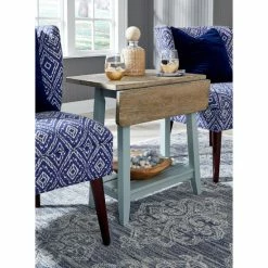 Wholesale ⭐ The Gray Barn Rectory Wood Drop Leaf End Table Cottage Blue/acorn 😀