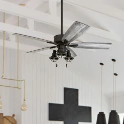 Deals 🌟 The Gray Barn Kedelston 52-inch Coastal Indoor LED Ceiling Fan With Pull Chains 5 Reversible Blades - 52 🧨