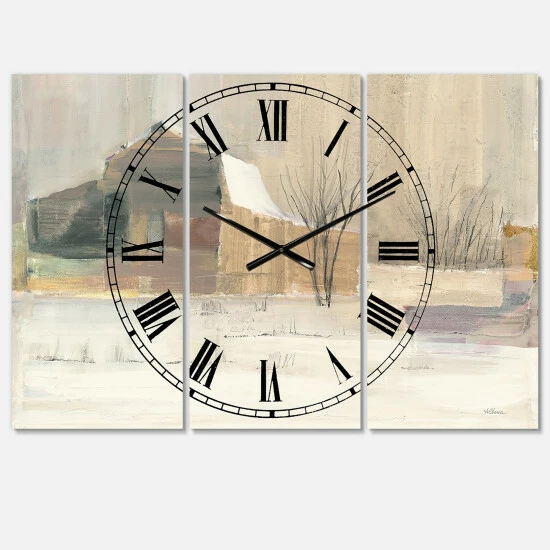 Best Sale ⭐ The Gray Barn Jartop 'Winter On The Farmhouse' 3-panel Oversized Metal Clock - 36 In. Wide X 28 In. High - 3 Panels ❤️ 4 Best Sale ⭐ The Gray Barn Jartop 'Winter On The Farmhouse' 3-panel Oversized Metal Clock - 36 In. Wide X 28 In. High - 3 Panels ❤️ - Image 2