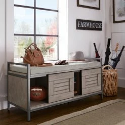Discount 🛒 The Gray Barn Fauna Hill Grey Finish Storage Bench With Cushion 💯