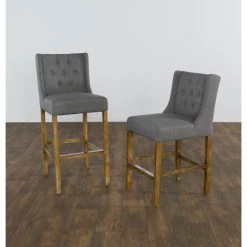 Best Sale 🧨 The Gray Barn Cedar Hollow Grey Tufted Upholstered 30-inch Barstool 😍