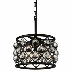 Cheap 🎁 The Gray Barn Drum Cloondance 3-light Mini Pendant With Black Finish And Clear Crystals 🔔