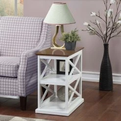 Flash Sale 😀 The Gray Barn Cranesbill Deluxe 3 Tier End Table Driftwood / White ⌛