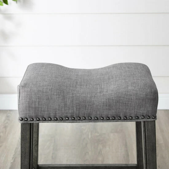 New π The Gray Barn Barish Backless Saddle Seat Counter Stools (Set Of 2) Grey π 4 New π The Gray Barn Barish Backless Saddle Seat Counter Stools (Set Of 2) Grey π - Image 2