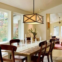 New ✔️ The Gray Barn Flying Turtle 3-light Burlap Chandelier Pendant Lantern Ceiling Lamp - 16"x16"xH8" 🛒