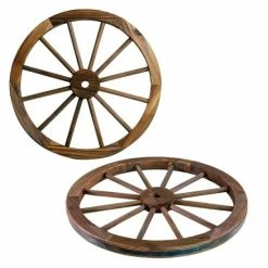 Best Pirce ⭐ The Gray Barn Zephyr Grange Wooden Wagon Wheel With Rustic Finish (Set Of 2) ⌛