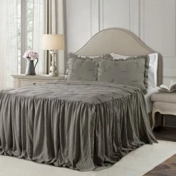 Best Pirce ✔️ The Gray Barn Lazy Acres Pintuck Ruffle 👗 Skirt Bedspread Set Ivory 🔔