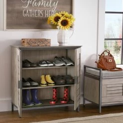 Wholesale 🎁 The Gray Barn Fauna Hill Grey Finish 👟 Shoe Storage Cabinet 👏