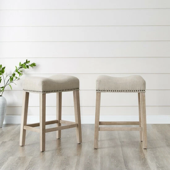 New π The Gray Barn Barish Backless Saddle Seat Counter Stools (Set Of 2) Grey π 6 New π The Gray Barn Barish Backless Saddle Seat Counter Stools (Set Of 2) Grey π - Image 4