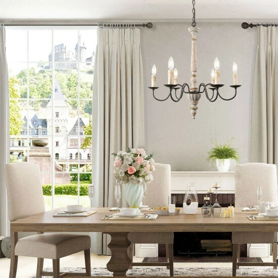 Promo π₯° The Gray Barn Modern Farmhouse 6-Light French Country Candle Distressed Wood Chandelier π 4 Promo π₯° The Gray Barn Modern Farmhouse 6-Light French Country Candle Distressed Wood Chandelier π - Image 2