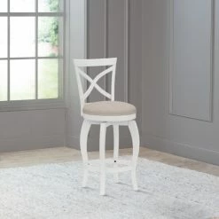 Best Sale 🎁 The Gray Barn Chatterly Wood Swivel Stool White And Beige 🌟
