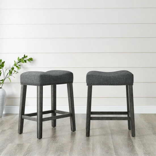 New π The Gray Barn Barish Backless Saddle Seat Counter Stools (Set Of 2) Grey π 9 New π The Gray Barn Barish Backless Saddle Seat Counter Stools (Set Of 2) Grey π - Image 7