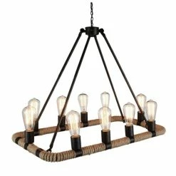 Budget 🤩 The Gray Barn Crystal Crescent 10-light Brown Rope Chandelier 🥰