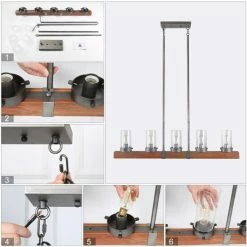 Best Sale 🤩 The Gray Barn 5-light Farmhouse Linear Chandelier Glass Kitchen Lights For Dining Room - L42.9 X W3.9"x H9.4" ❤️ -The Gray Barn Shop unnamed file 3947